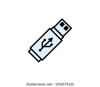 USB-Zeilensymbol. Vektorsymbol im trendigen, flachen Stil auf weißem Hintergrund. Büro singt für Design.