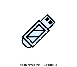 Icono de línea USB. Símbolo vectorial en estilo plano y a la moda sobre fondo blanco. Canto de Office para diseño.