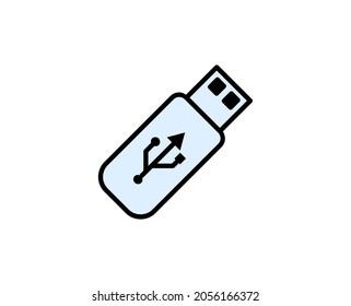 Icono de línea USB. Símbolo vectorial en estilo plano y a la moda sobre fondo blanco. Canto de Office para diseño.