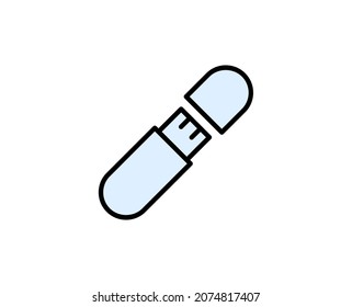 USB-Zeilensymbol. Vektorsymbol im trendigen, flachen Stil auf weißem Hintergrund. Büro singt für Design.