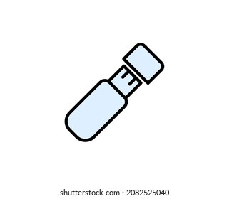 Icono de línea USB. Símbolo vectorial en estilo plano y a la moda sobre fondo blanco. Canto de Office para diseño.