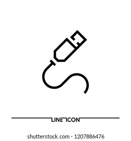 USB line icon for your website or mobile app; Charging plug vector EPS 8 
