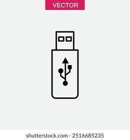 Usb line icon.vector flat black trendy style linear illustration for web and app..eps