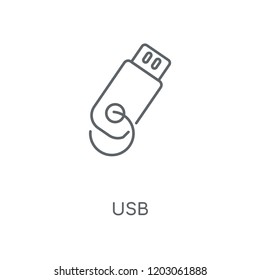 Usb linear icon. Usb concept stroke symbol design. Thin graphic elements vector illustration, outline pattern on a white background, eps 10.