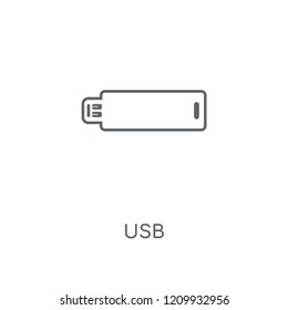 USB linear icon. USB concept stroke symbol design. Thin graphic elements vector illustration, outline pattern on a white background, eps 10.