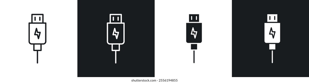 Usb linear icon set for app, and web design.