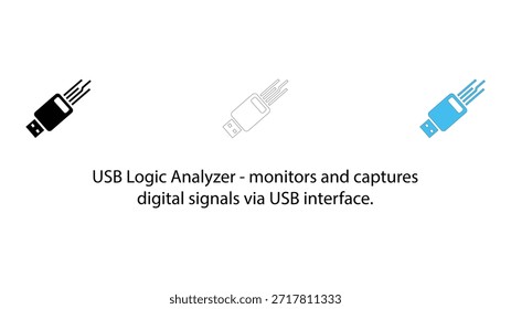 Ícones do analisador lógico Usb para monitoramento de sinal digital