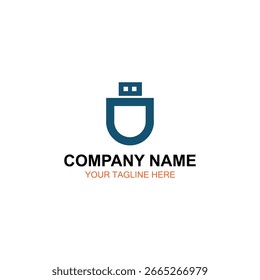Diseño del logotipo del USB, logotipo del Vector, diseño del logotipo de la ilustración