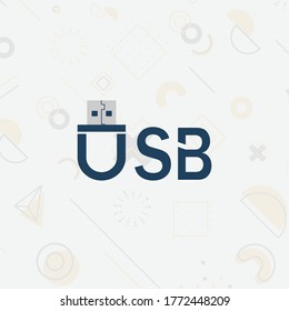 Palo de unidad flash con logotipo USB \ilustración vectorial. EPS 10.