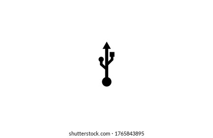 USB logo line icon isolated on white background, connection for modern technology devices