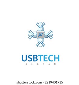 diseño de símbolos de tecnología de logotipo usb