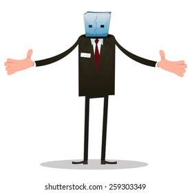 Usb Man/ Illustration of a cartoon funny headless usb man character, politician or businessman robot