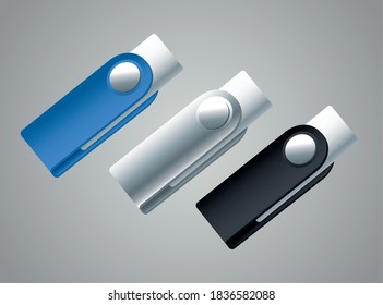 usb memories flash mockup icons vector illustration design