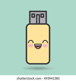 usb memory character kawaii style vector illustration design