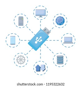 usb memory data storage with set icons
