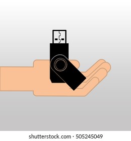 USB memory drive black icon design vector illustration eps 10