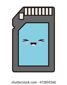 usb memory kawaii cartoon smiling technology icon. Colorful and flat design. Vector illustration