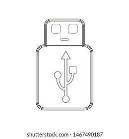 USB memory outline on the white background. Vector illustration