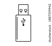 USB memory stick or flash drive with USB symbol in vector