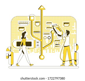 Ilustración vectorial del concepto de memoria USB stick thin line