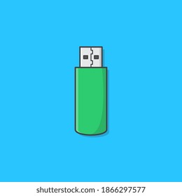 USB Memory Stick Vector Icon Illustration. USB Flash Drive Flat Icon