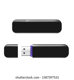 USB Memory Sticks Flash drive realistic isolated on the white background. Vector  illustration. 