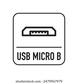 USB Micro B, icon, cable input, vector illustration.