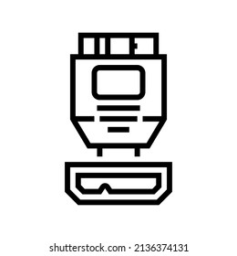 usb micro b line icon vector. usb micro b sign. isolated contour symbol black illustration