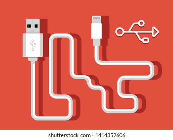 USB Micro cable with USB sign icon  (Socket and connector for pc and mobile devices)
