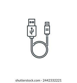 USB, micro, mini, cable, computadora, tecnología, icono de cable, ilustración vectorial