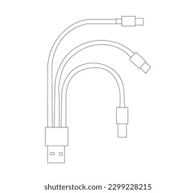 Vector de cargador móvil USB, Line art, eps10.