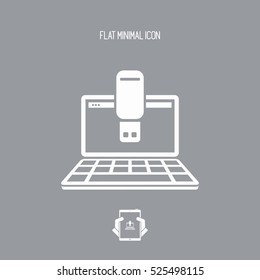 Usb on computer - Flat minimal icon