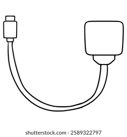 USB on the go illustration hand drawn outline vector