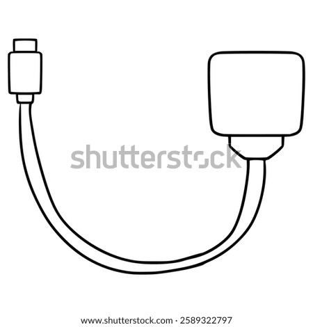 USB on the go illustration hand drawn outline vector