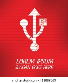 USB on red background,poster grunge design