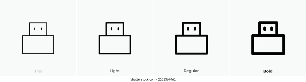 usb one icon. Thin, Light Regular And Bold style design isolated on white background