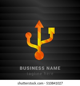 USB Orange, Yellow and Black silk fashion premium icon / Logo