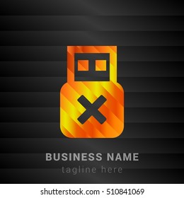 USB Orange, Yellow and Black silk fashion premium icon / Logo