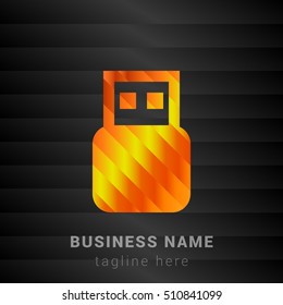 USB Orange, Yellow and Black silk fashion premium icon / Logo