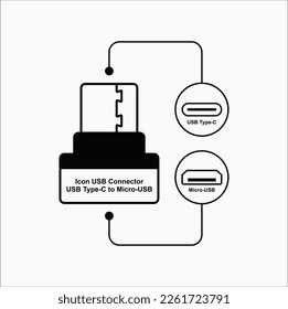 usb otg connector vector design illustration line art
