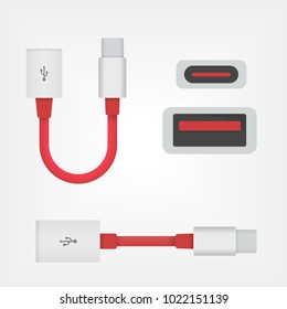 USB OTG red cable icon