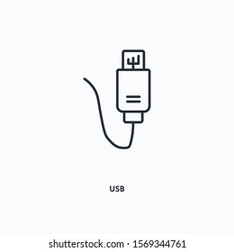 Usb outline icon. Simple linear element illustration. Isolated line Usb icon on white background. Thin stroke sign can be used for web, mobile and UI.