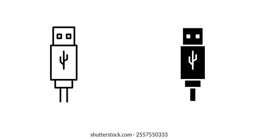 Usb outlined and solid icon vector collection.