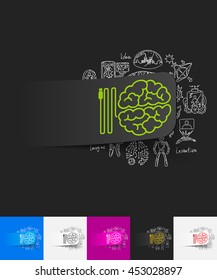 usb paper sticker with hand drawn elements
