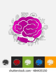 usb paper sticker with hand drawn elements