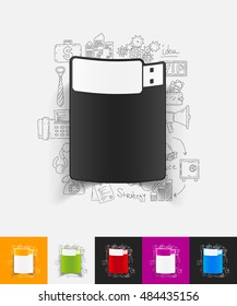 usb paper sticker with hand drawn elements