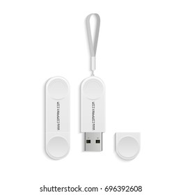 USB PC flash drive / Vector illustration, white, white background, with a cap.