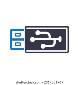 Icono de la unidad de lápiz Usb. Vector y glifo