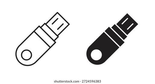 ícone pendrive USB glifo e linha definir conceito de símbolo de linha fina.