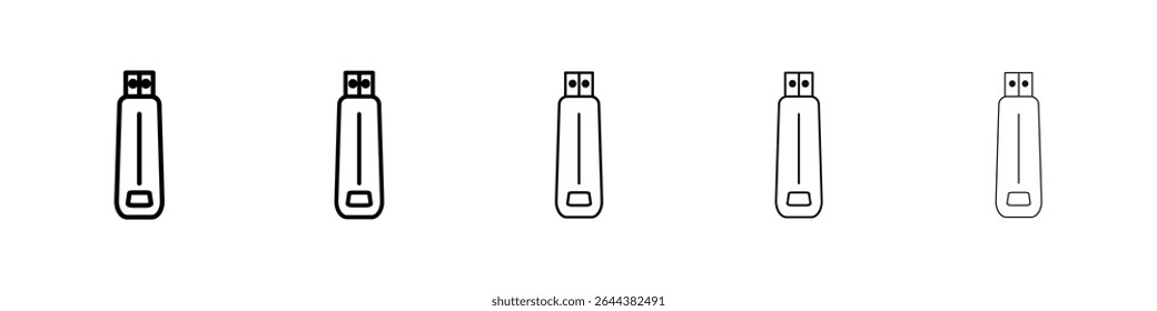 USB pendrive icon graphic set. trendy stroke line style
